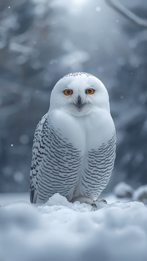 Chouette blanche majestueuse dans une forêt enneigée magique