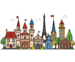 Coloriages Bâtiments et Architecture à Imprimer Gratuit
