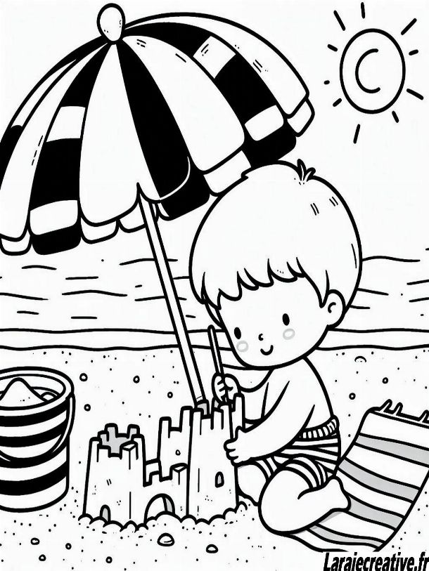 château de sable plage été maternelle