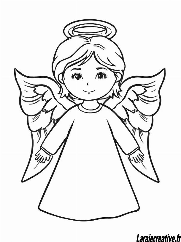 coloriage Ange de Noel facile et gratuit