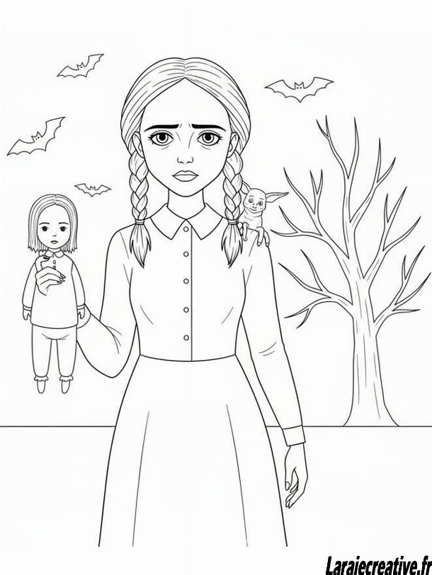 coloriage mercredi addams pdf