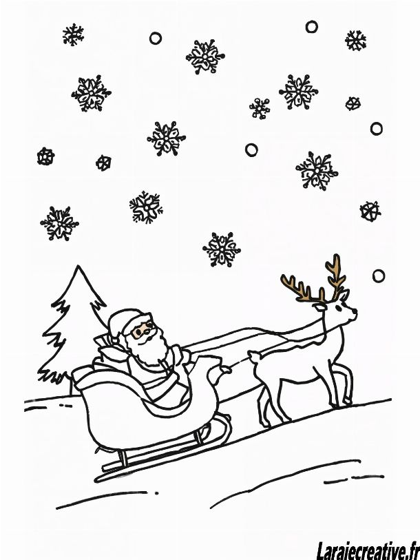 coloriage Traineau du Pere Noel a imprimer gratuit