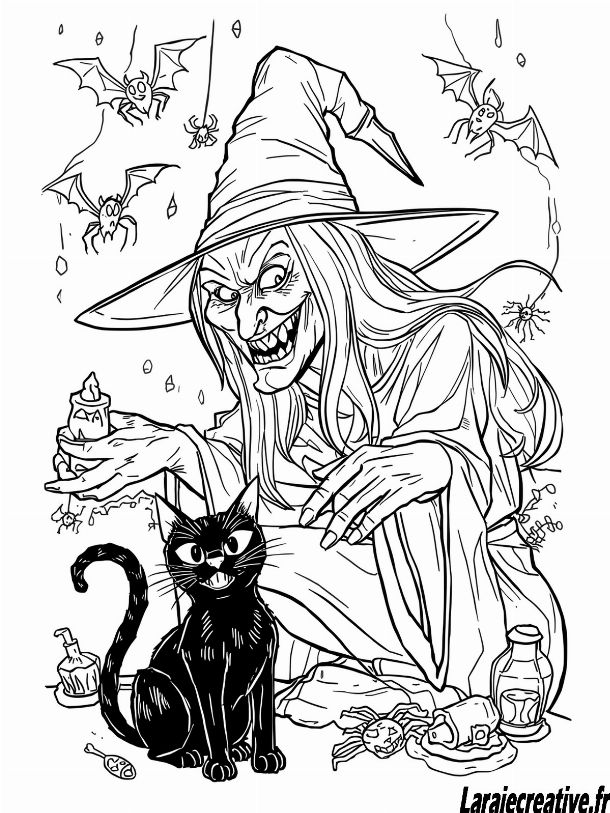 coloriage halloween sorciere
