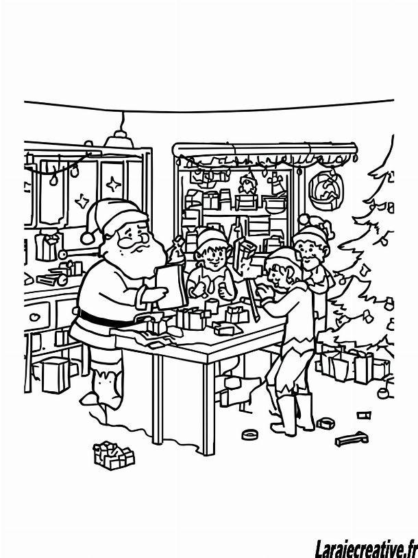 coloriage atelier du pere Noel a imprimer