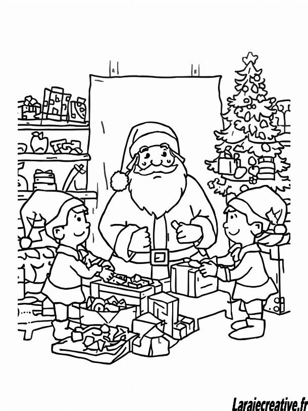 coloriage atelier du pere Noel