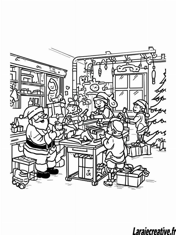 coloriage atelier du pere Noel a imprimer pdf