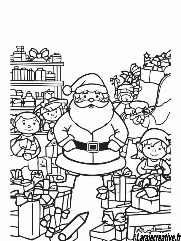 coloriage atelier du pere Noel a imprimer gratuit