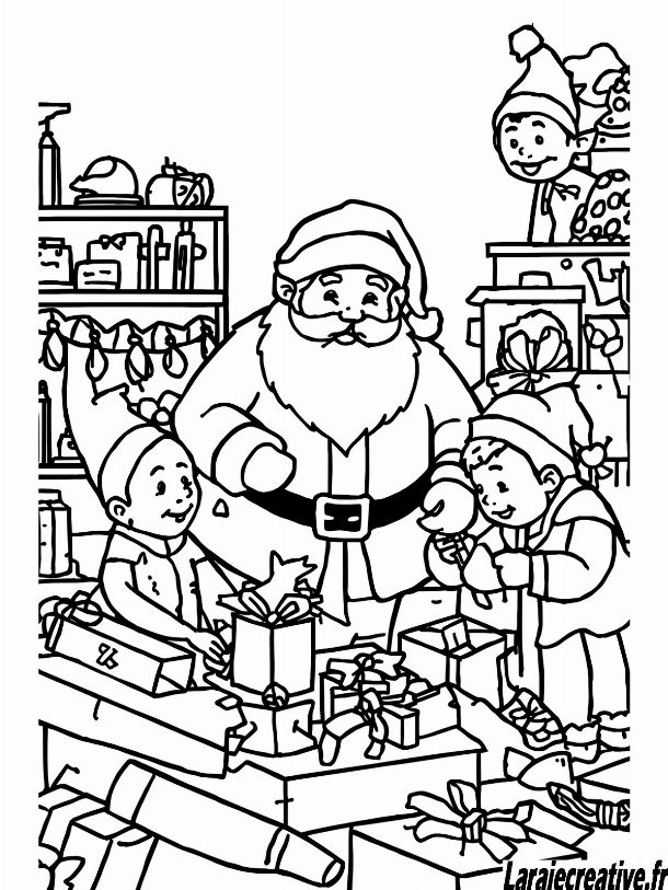 coloriage atelier du pere Noel facile