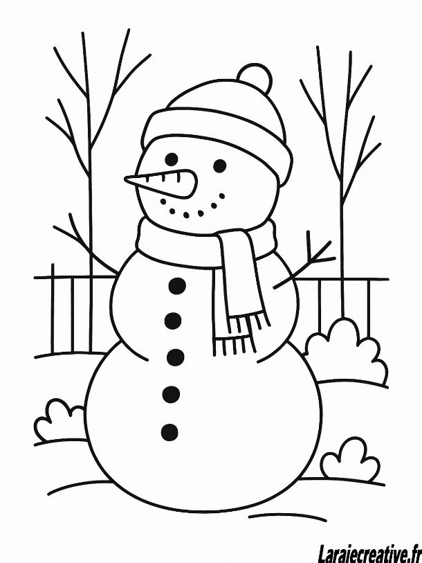 coloriage bonhomme de neige ski