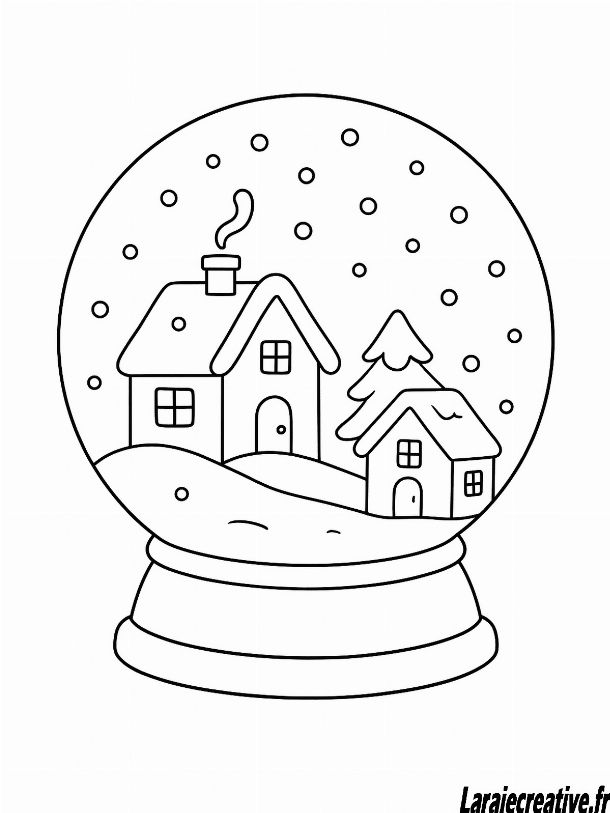 coloriage boule a neige noel facile