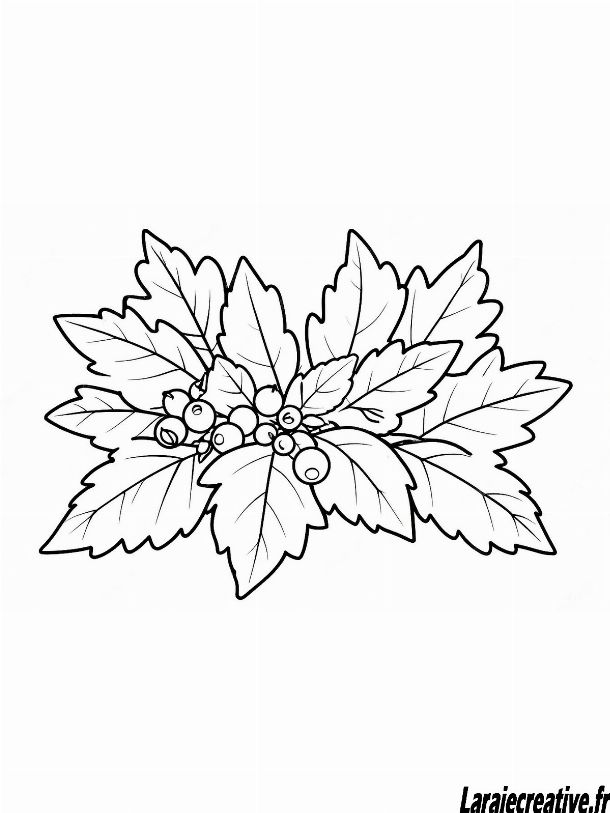 coloriage de houx de noel