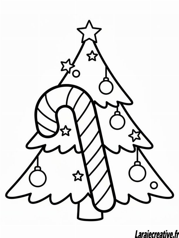 dessin canne de noel a imprimer