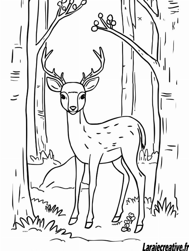 coloriage cerf facile