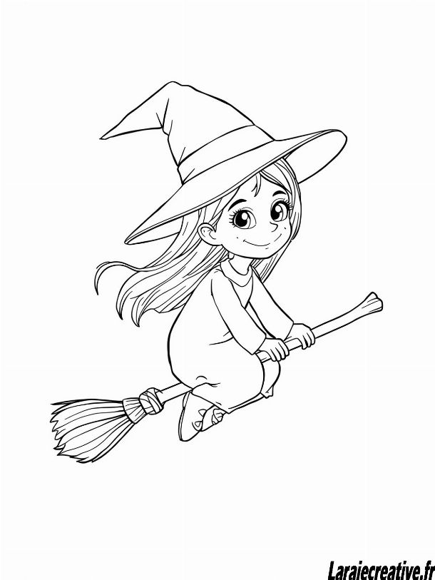 coloriage halloween sorciere facile