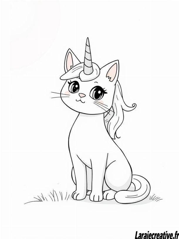 coloriage chat licorne a imprimer facile