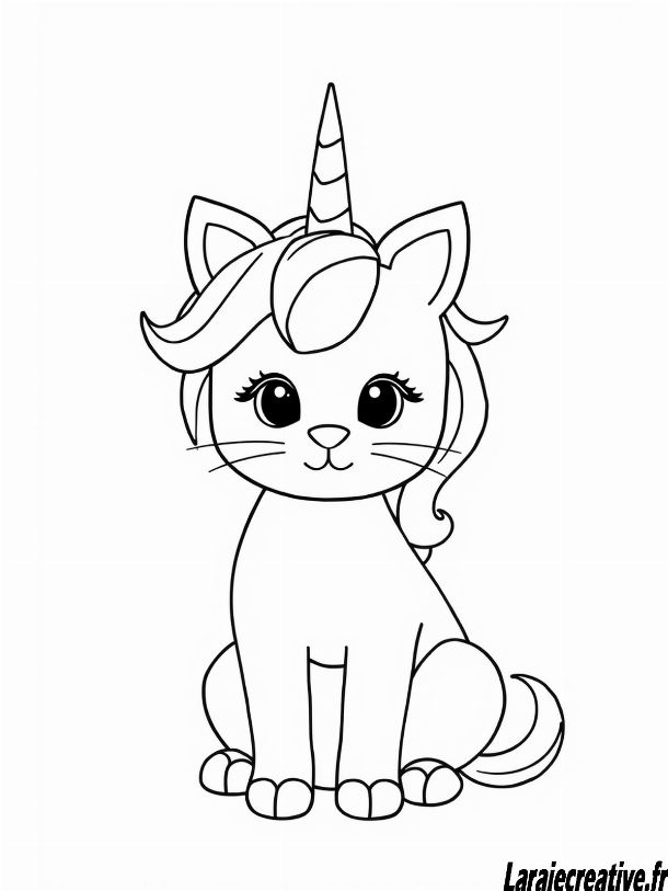 coloriage chat licorne