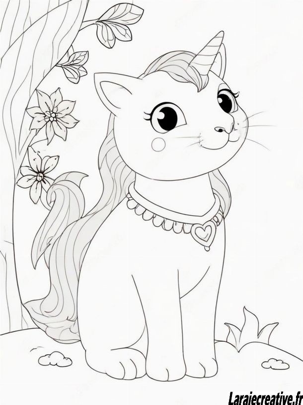 coloriage chat licorne sirene