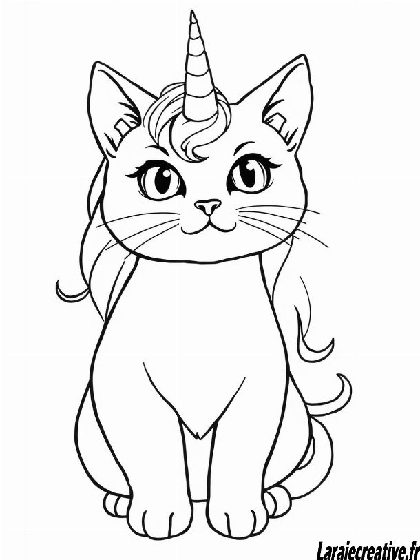 coloriage chat licorne a imprimer