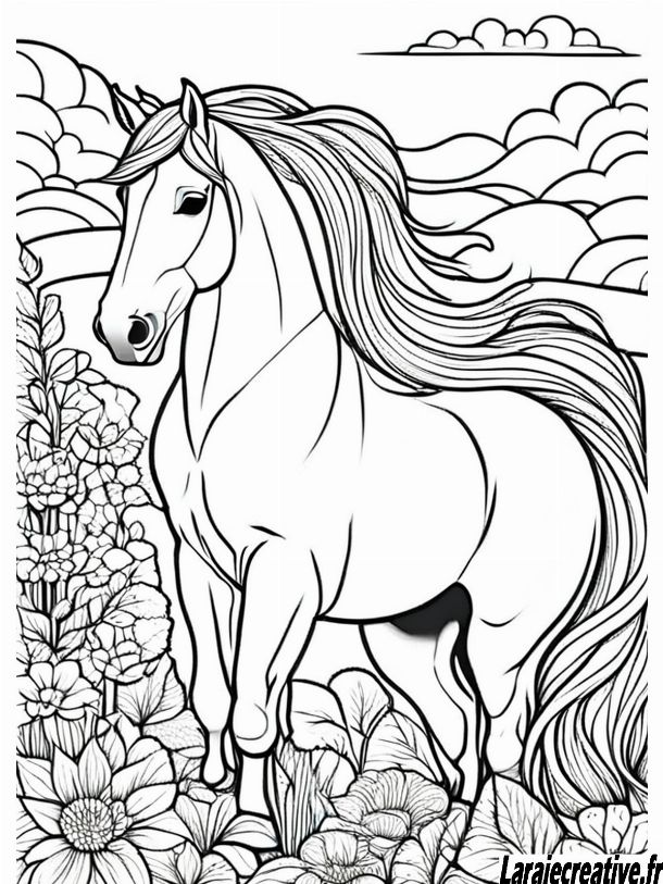 coloriage cheval facile