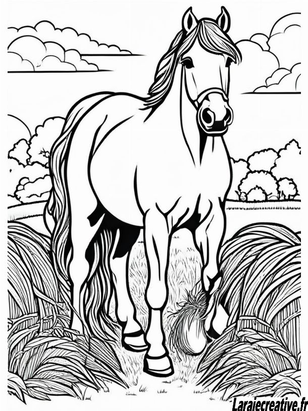 coloriage cheval et poulain