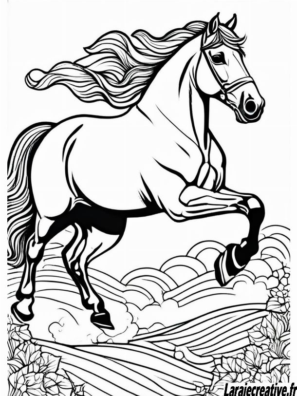 coloriage cheval qui saute