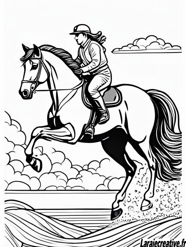 coloriage cheval avec cavaliere