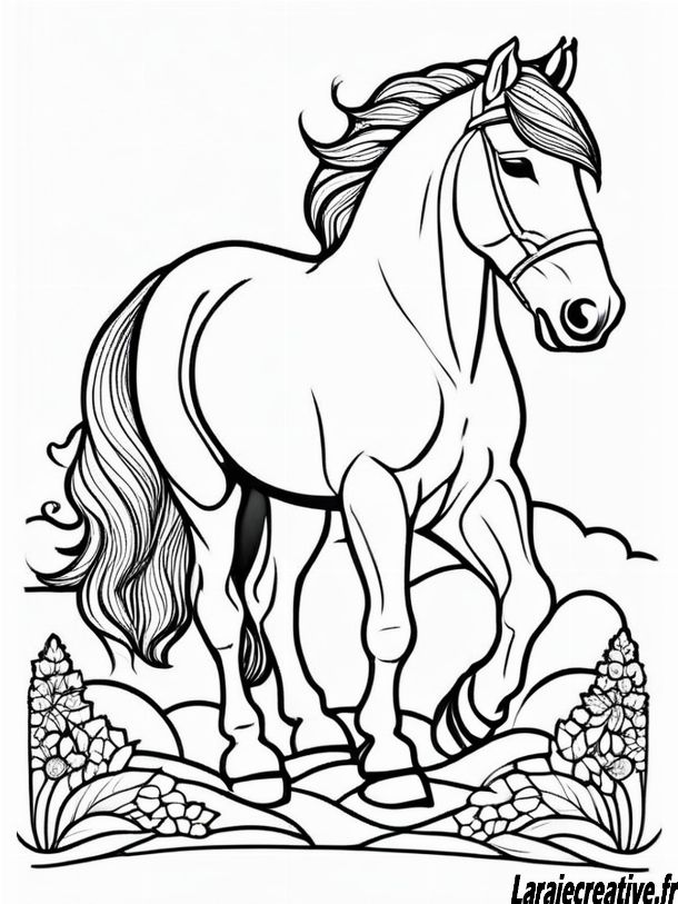 dessin cheval au galop