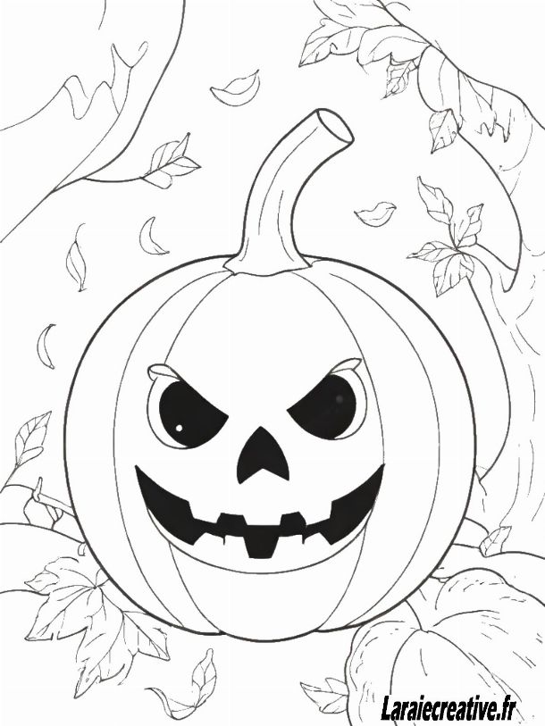 coloriage citrouille halloween peur