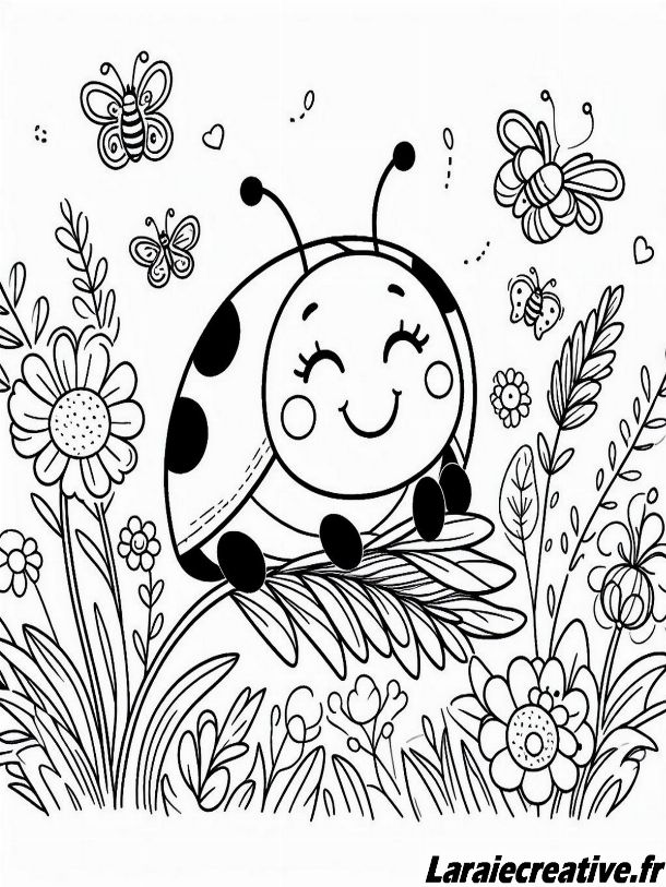 coloriage coccinelle à imprimer et découper