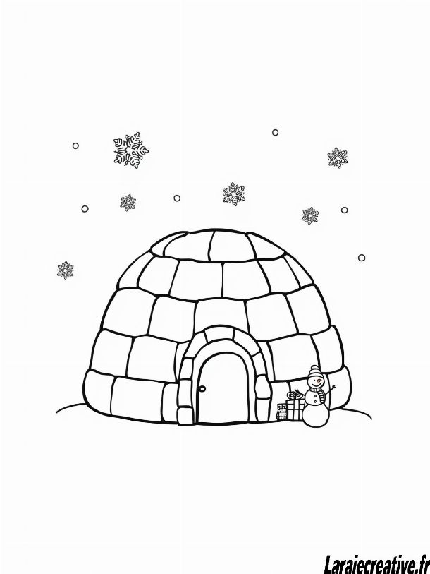 coloriage coloriage Igloo de Noël maternelle