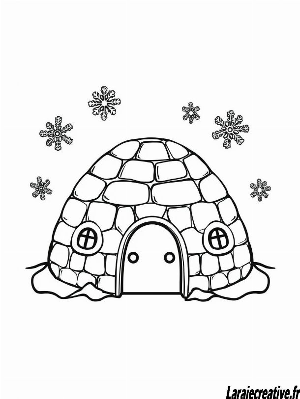 coloriage coloriage Igloo de Noël a imprimer pdf