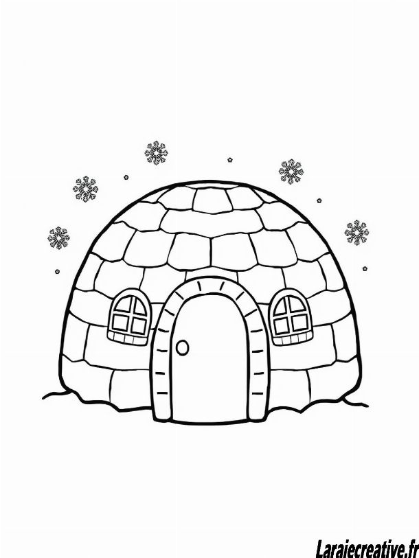 coloriage coloriage Igloo de Noël a imprimer gratuit