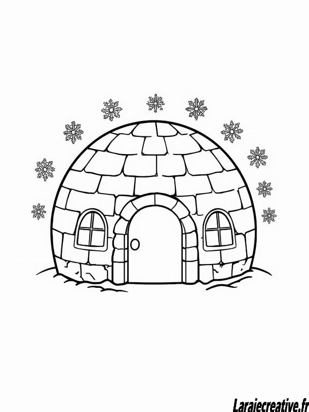 coloriage coloriage Igloo de Noël facile et gratuit
