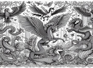 Coloriages Créatures Légendaires - Dessins à imprimer pour explorer les mondes fantastiques