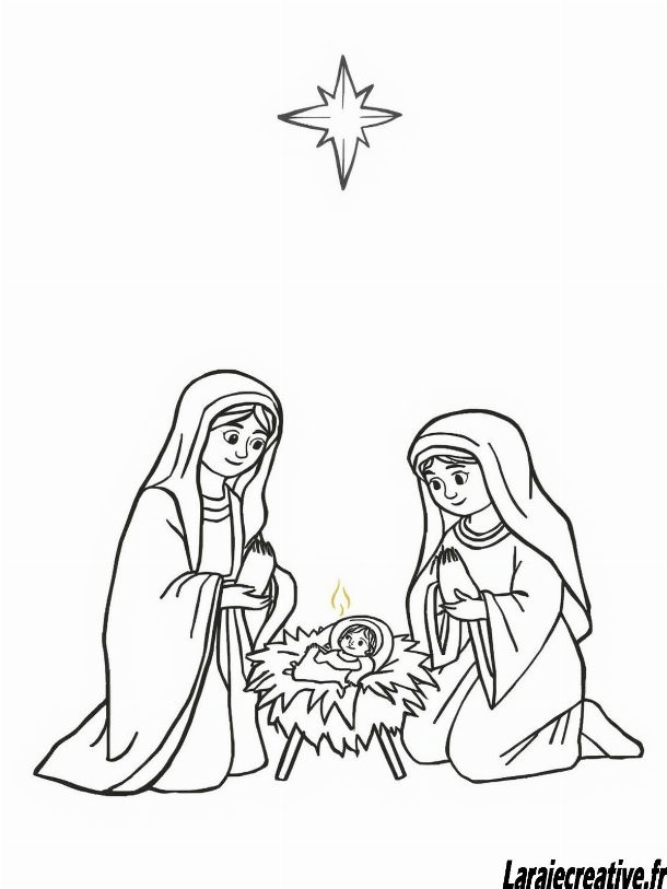 coloriage creche de Noel a imprimer
