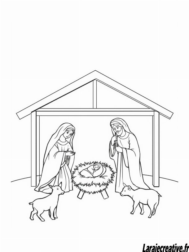 coloriage creche de Noel gratuit