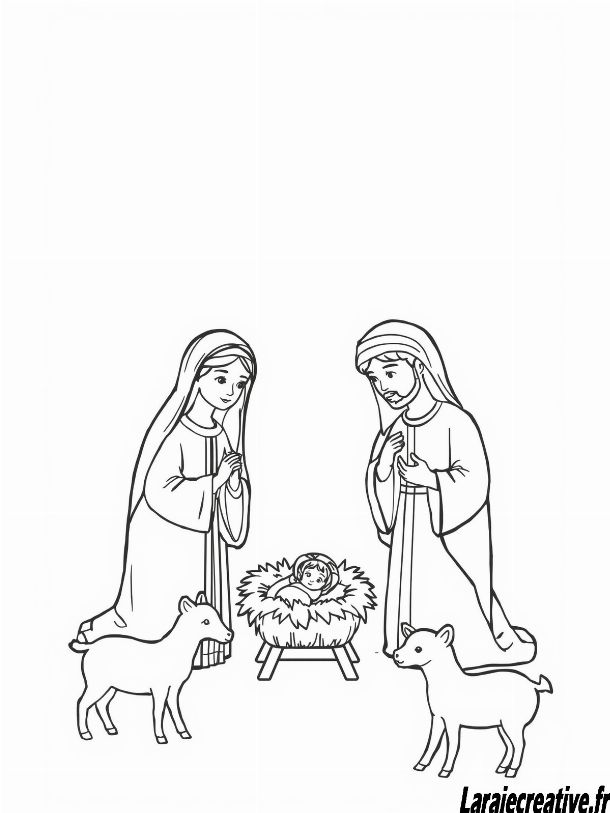 coloriage creche de Noel a imprimer pdf