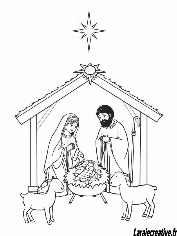 coloriage creche de Noel a imprimer gratuit