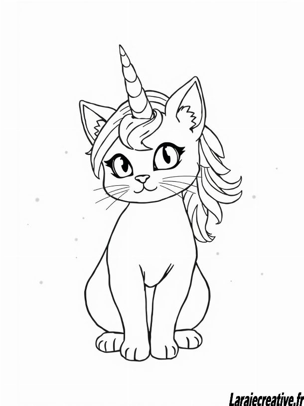 coloriage de chat licorne