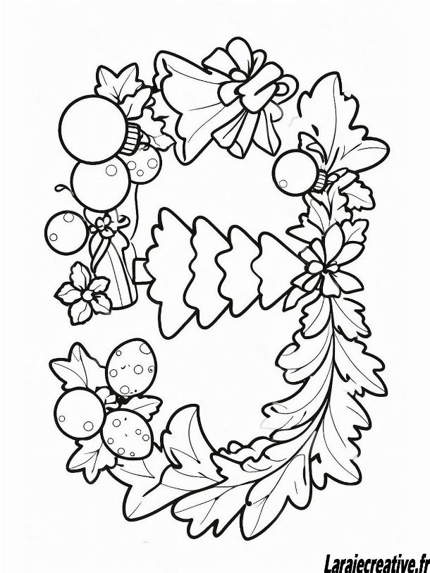 dessin coloriage couronne de noel