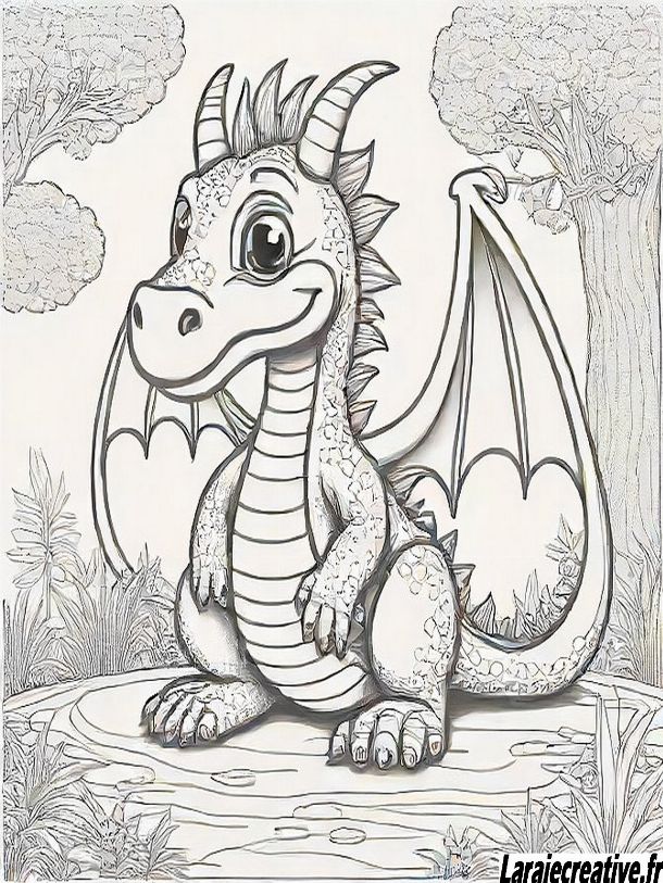 coloriage de dragon mignon