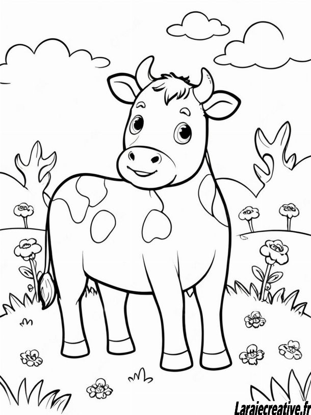 Coloriage de vache à imprimer gratuitement pour enfants - simple et amusant pour les maternelles