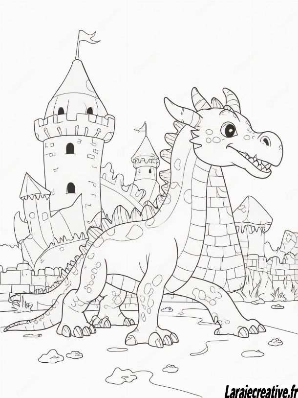 coloriage de dragon magique facile