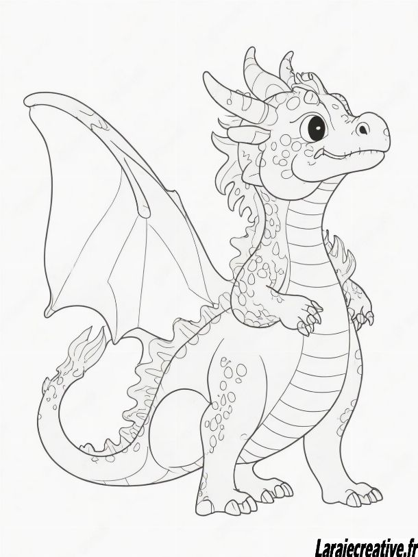 coloriage de dragon mignon à imprimer