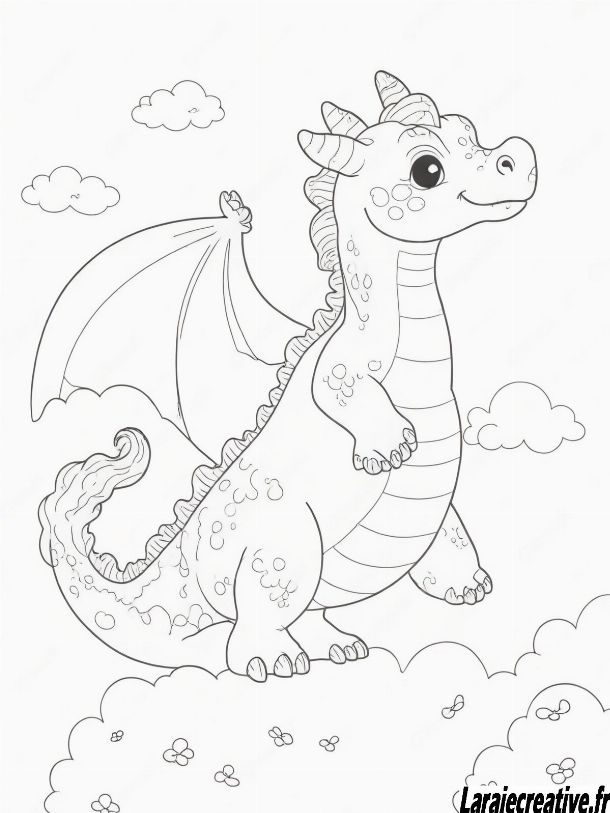 coloriage de dragon mignon facile à colorier