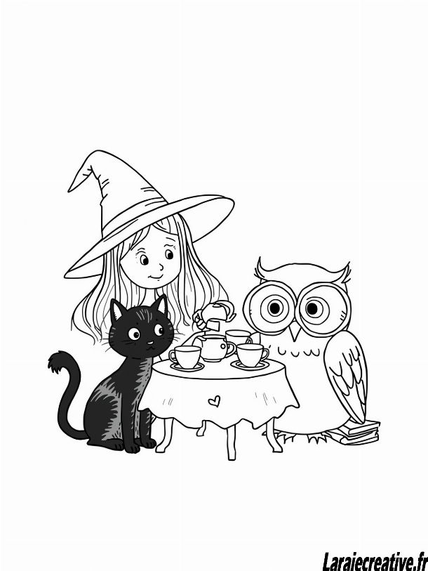 dessin halloween sorciere