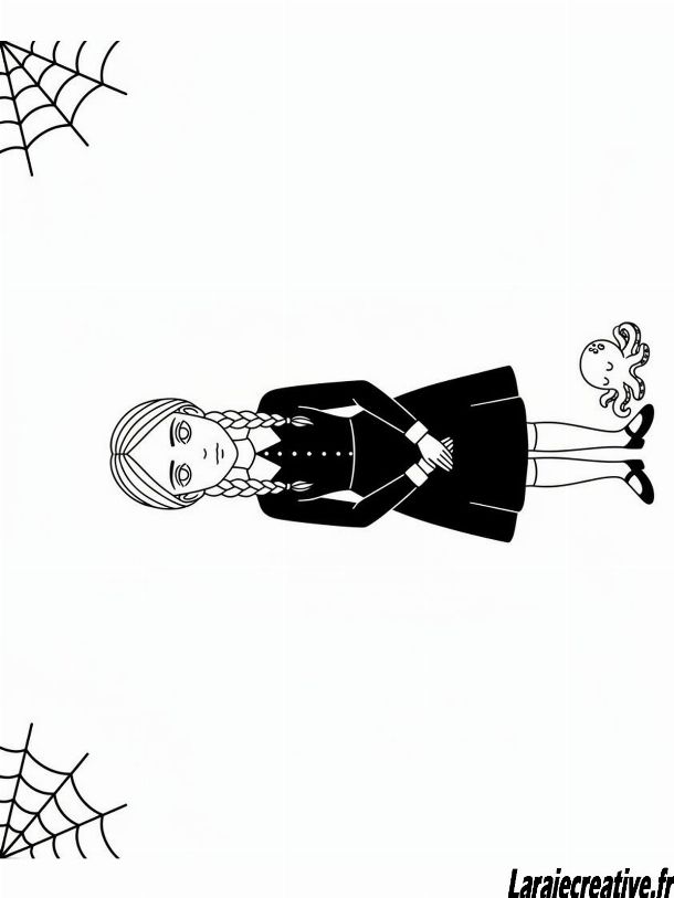 coloriage mercredi addams a imprimer