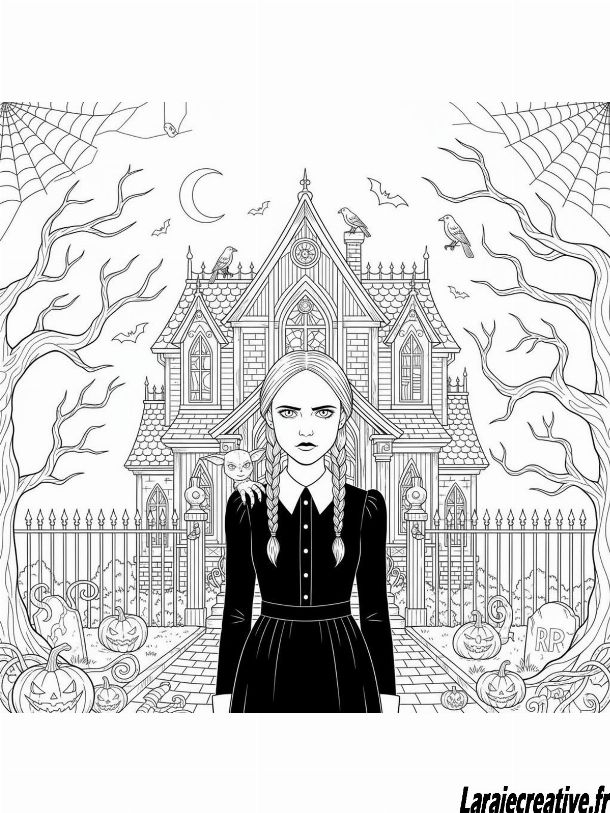 coloriage Mercredi addams