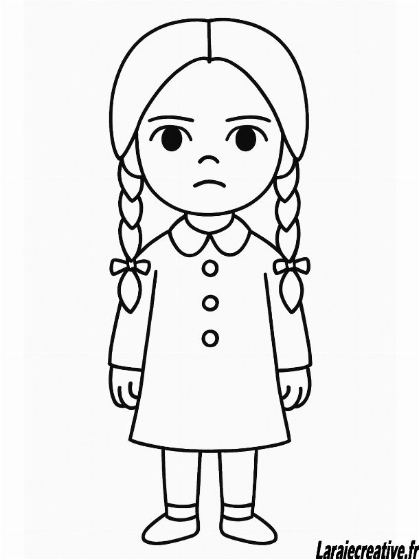 coloriage mercredi addams a imprimer gratuit