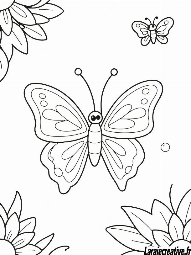Illustration artistique d'un dessin papillon en couleur aux ailes déployées et détaillées